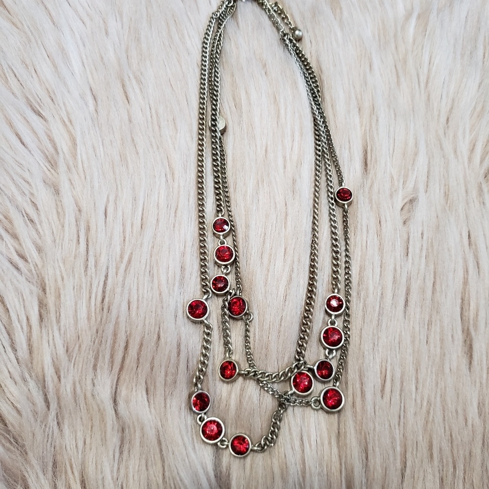 **Chico's red/silver color necklace.